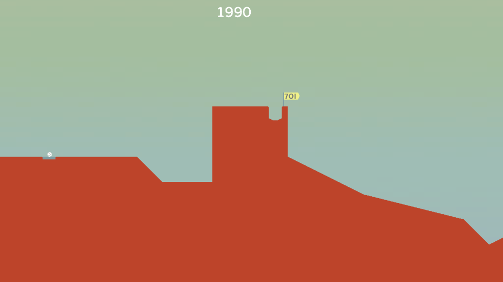 Golf on Mars. The ball sits at the tee, waiting to strike.